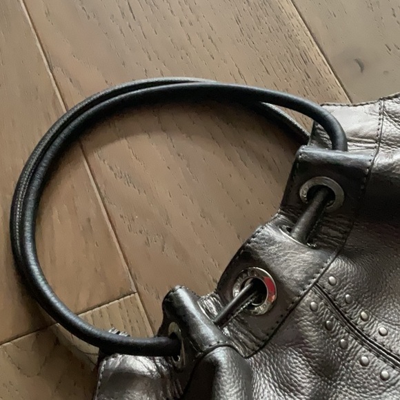 Michael Kors Metallic Pewter Pebbled Leather Double Handle Tote Handbag - Picture 6 of 8